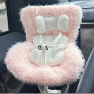 Car Seat for Labubu Dolls with Soft Furry Cushion, Air Vent Clip and Desktop Stand, Cute and Functional Car Ornament for Labubu Fans and Doll Collectors (Pink)