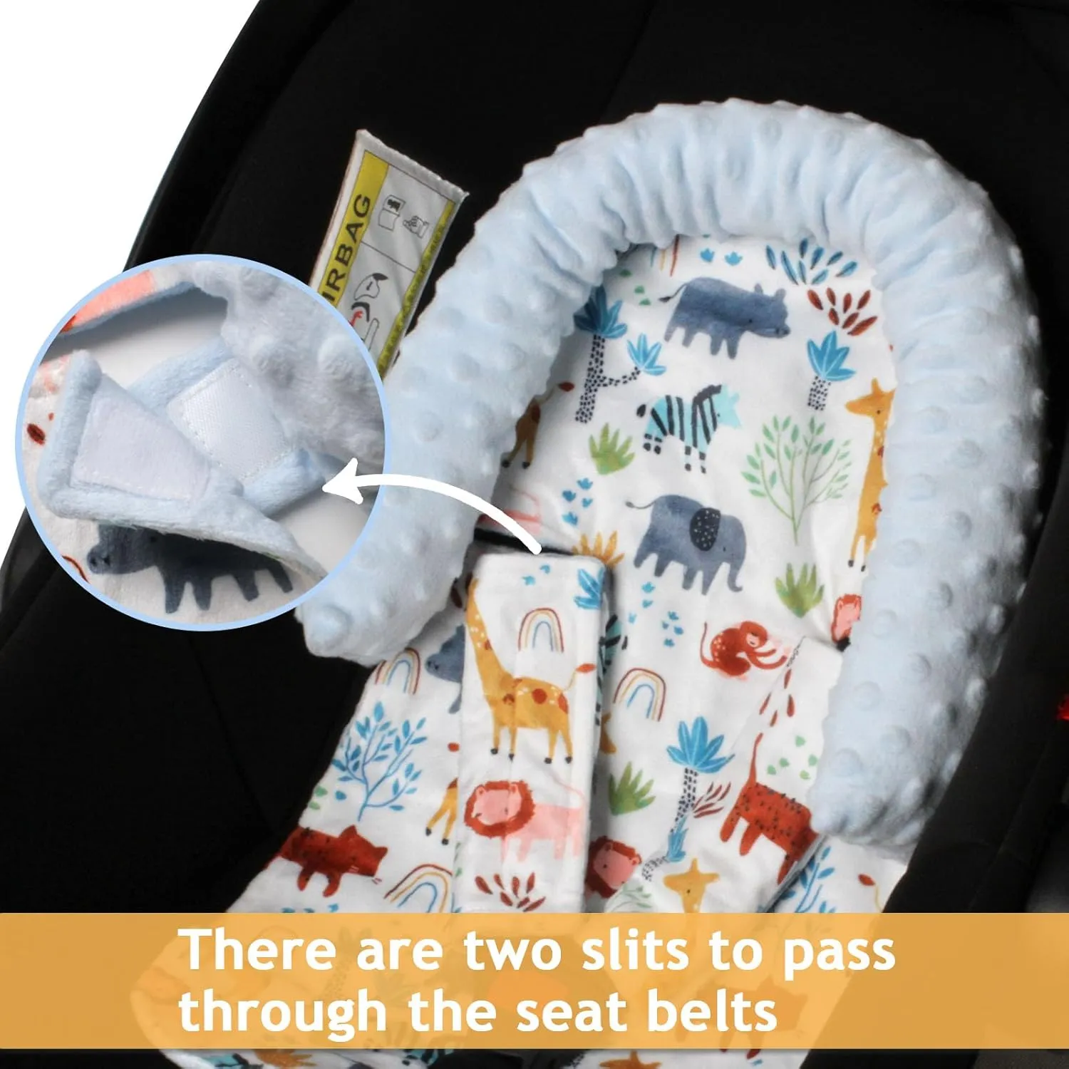 Car Seat Head Support Infant & Strap Covers, Infant Car Seat Insert for Newborn, Soft Minky Dot Baby Car Seat Cushion for Strollers, Swings, Bouncers