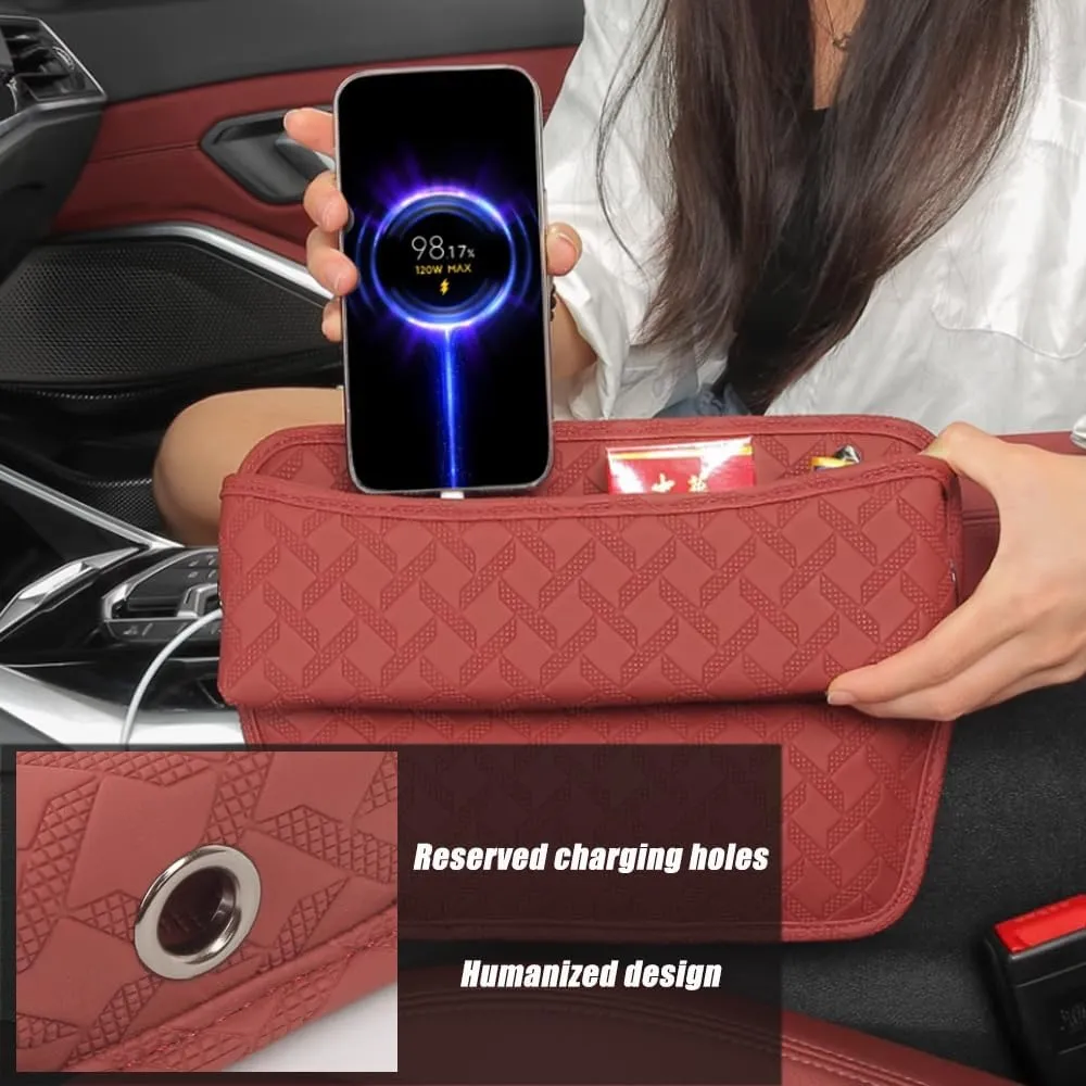 Car Seat Storage Box for Lada Granta/Largus/Niva/Niva Travel/Vesta/X-Ray/Concept, Premium Leather Car Storage Box Car Tidy Essentials with USB Charging Hole,C Orange