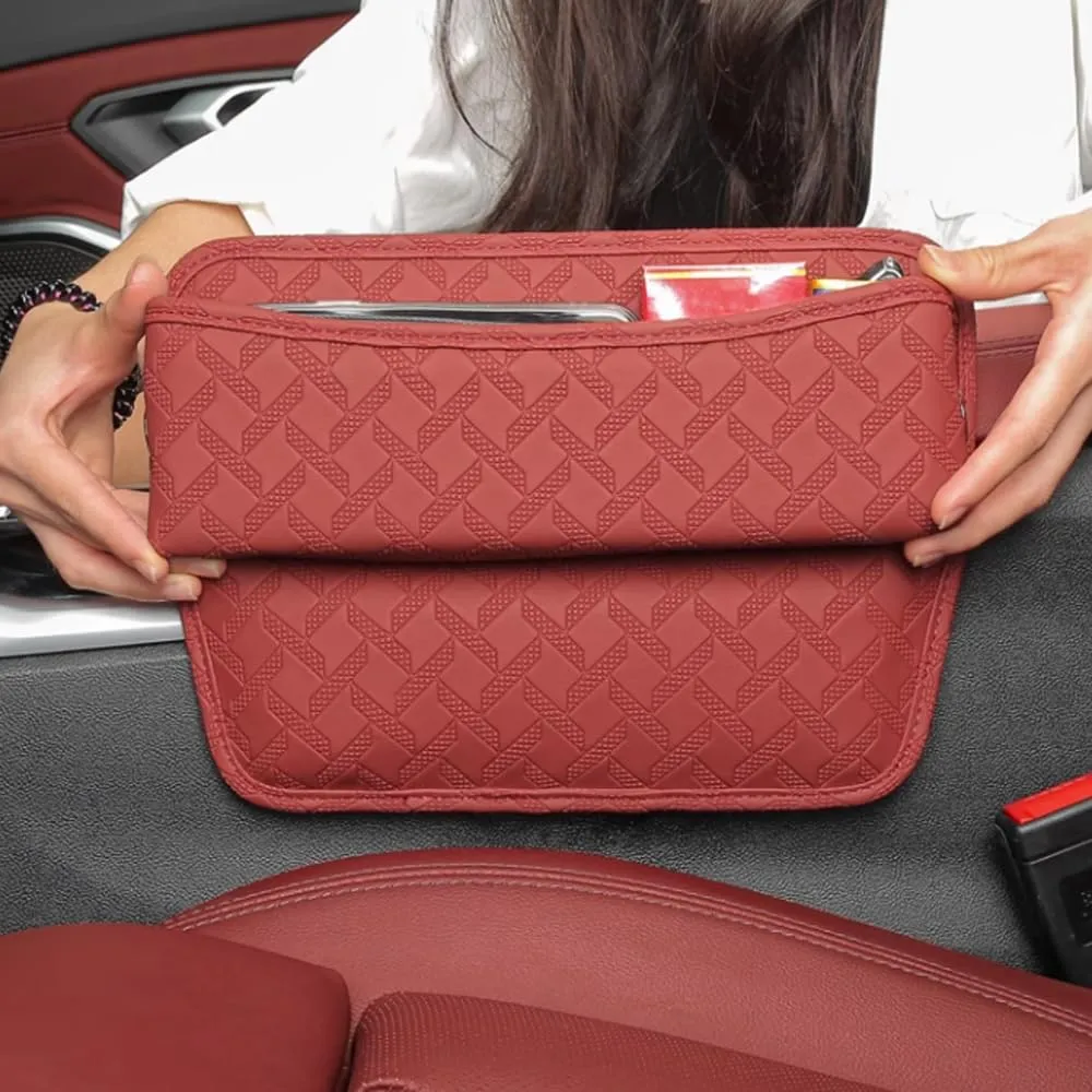 Car Seat Storage Box for Lada Granta/Largus/Niva/Niva Travel/Vesta/X-Ray/Concept, Premium Leather Car Storage Box Car Tidy Essentials with USB Charging Hole,C Orange