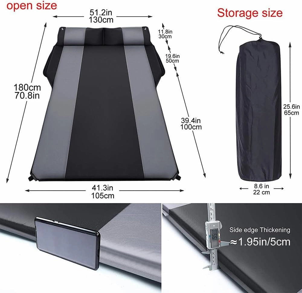 Car Automatic Inflatable Bed for Polestar 2,2019 2020 2021 2022 2023 2024, Portable Movable Thickened Trunk Sleeping Bed Outdoor Camping Hiking Air Mattress,Grey