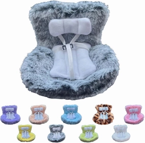Car Decorations,Car Seat for Dolls with Soft Furry Cushion,Have a Seat Clips onto Car Air Vent, Includes Seat Leg for Desktop Display Grey