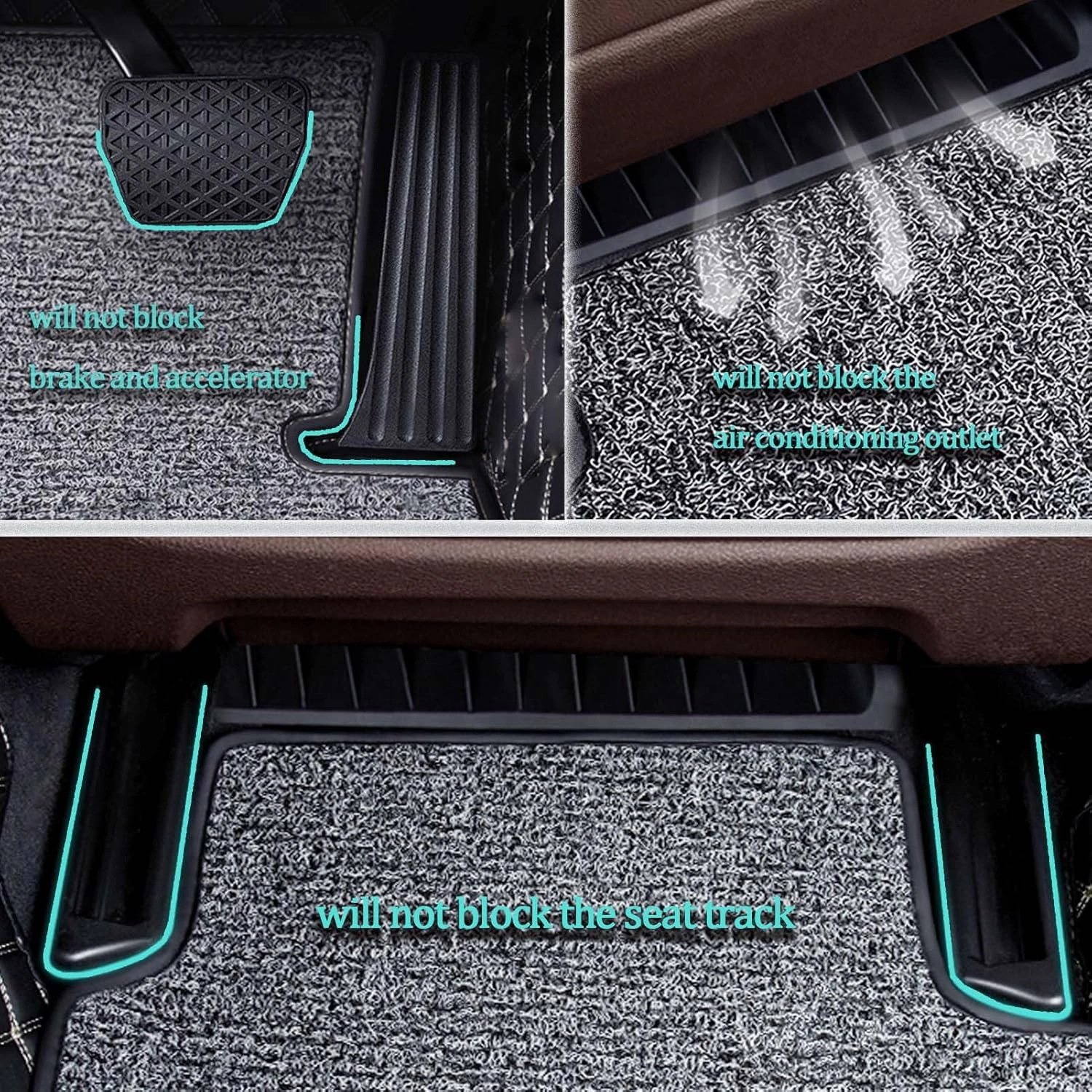 Car Floor Mats for Fit/Jazz 1.Generation (GD) 2004 2005 2006 2007, Double Layer Car Carpets All-Weather Non-Slip Full Set Protection Floor Liner,Black Gray Loop