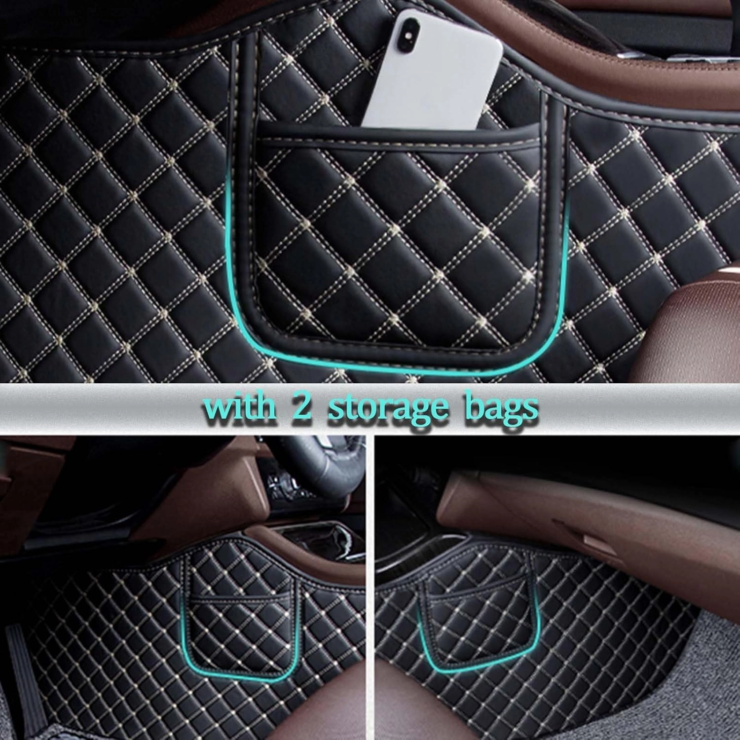 Car Floor Mats for Fit/Jazz 1.Generation (GD) 2004 2005 2006 2007, Double Layer Car Carpets All-Weather Non-Slip Full Set Protection Floor Liner,Black Gray Loop