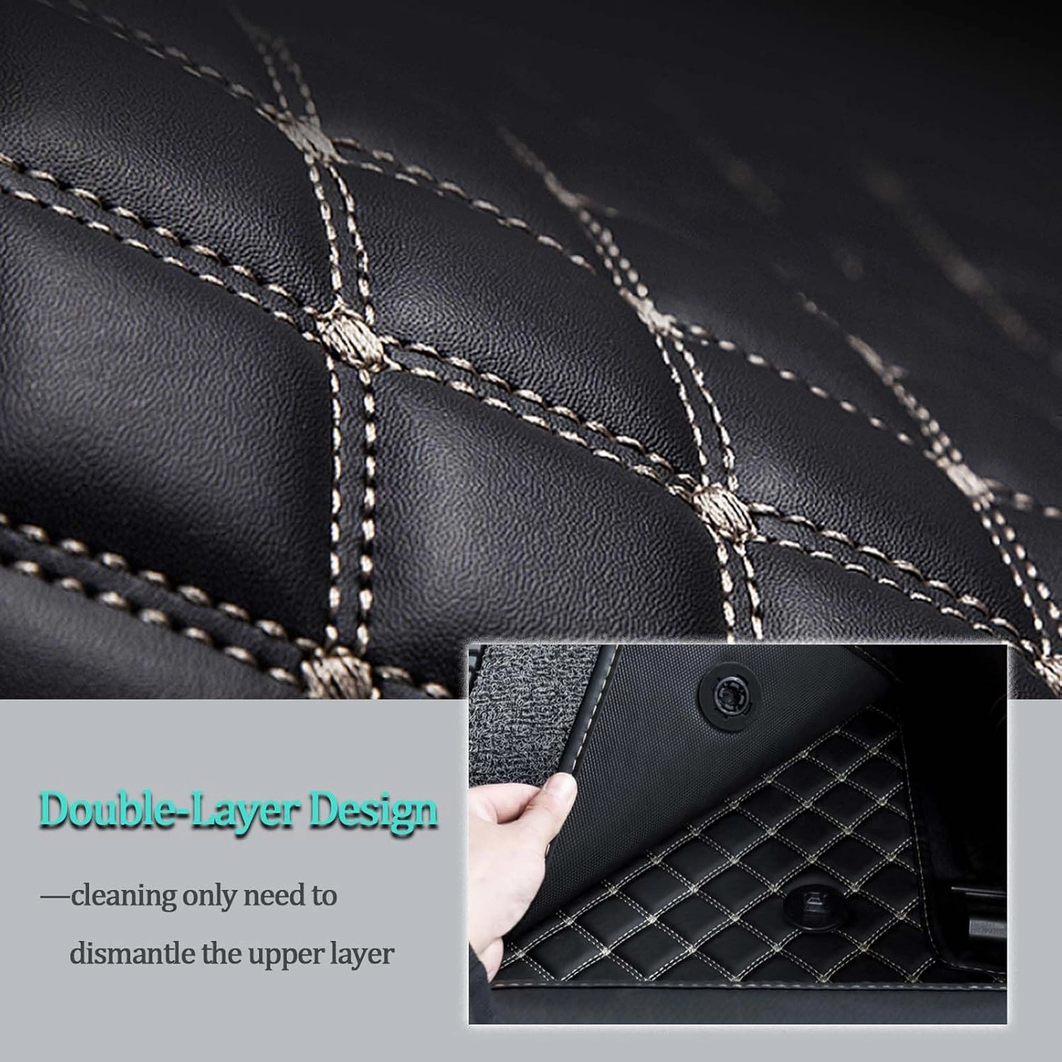 Car Floor Mats for Fit/Jazz 1.Generation (GD) 2004 2005 2006 2007, Double Layer Car Carpets All-Weather Non-Slip Full Set Protection Floor Liner,Black Gray Loop