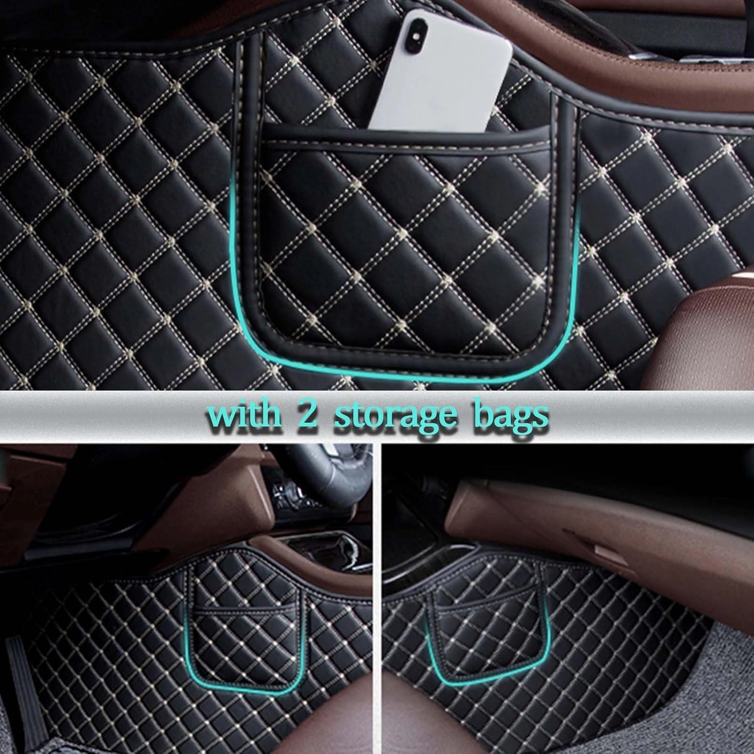 Car Floor Mats for Lexus ES 7.Gen 2018 2019 2020 2021 2022, Double Layer Car Carpets All-Weather Non-Slip Full Set Protection Floor Liner,Black Gray Loop
