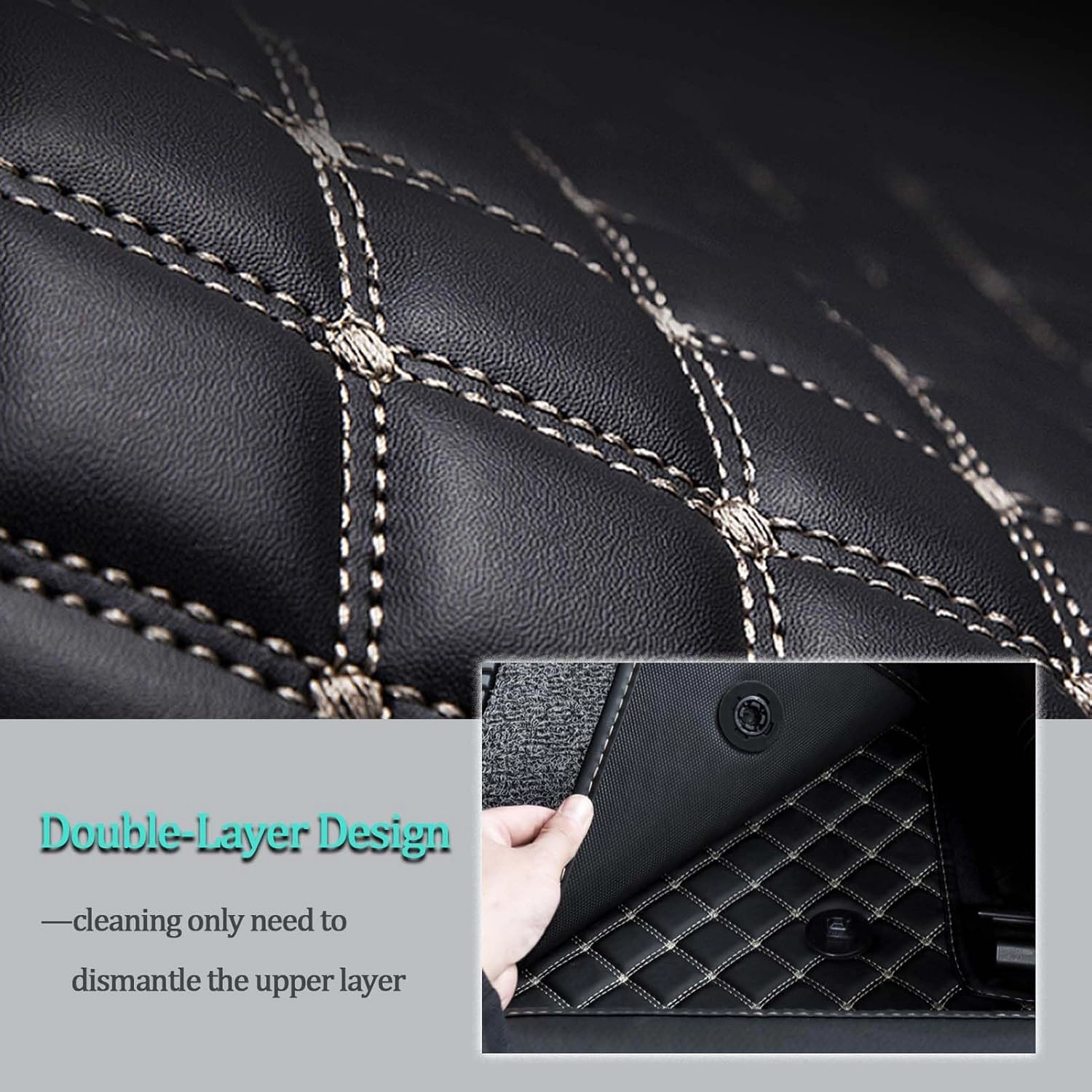 Car Floor Mats for Lexus ES 7.Gen 2018 2019 2020 2021 2022, Double Layer Car Carpets All-Weather Non-Slip Full Set Protection Floor Liner,Black Gray Loop