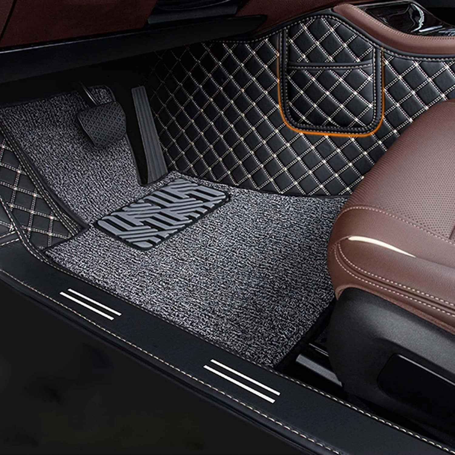 Car Floor Mats for Lexus ES 7.Gen 2018 2019 2020 2021 2022, Double Layer Car Carpets All-Weather Non-Slip Full Set Protection Floor Liner,Black Gray Loop