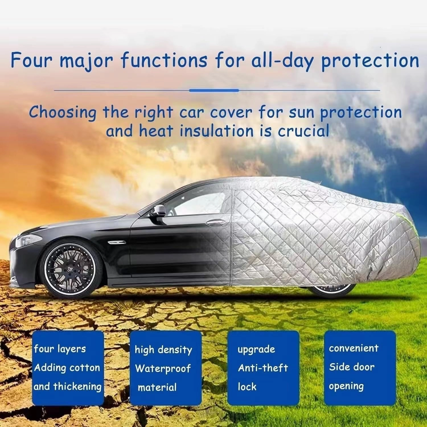 Car Hail Cover Protector compatible with VW Beetle Bug, Hail Protector Car Cover Five-layer Thickened Hail Proof Car Cover with Reflective Strips(Black)