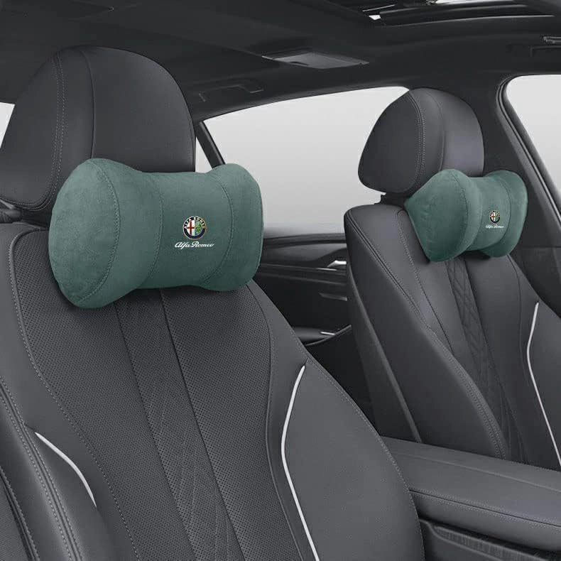 Car Headrest Pillow for Alfa Romeo Stelvio Giulia Giulietta Sportiva Mito, Car Neck Pillow, Head Neck Rest Cushion, Comfortable Soft Seat Back Pillows, Travel Pillow Cushion,E Green