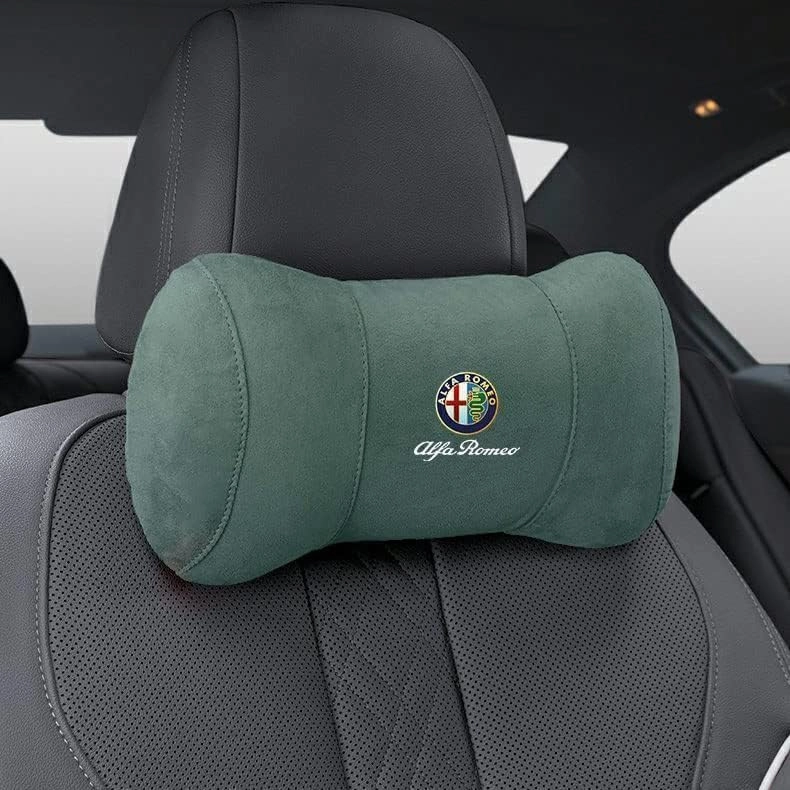 Car Headrest Pillow for Alfa Romeo Stelvio Giulia Giulietta Sportiva Mito, Car Neck Pillow, Head Neck Rest Cushion, Comfortable Soft Seat Back Pillows, Travel Pillow Cushion,E Green