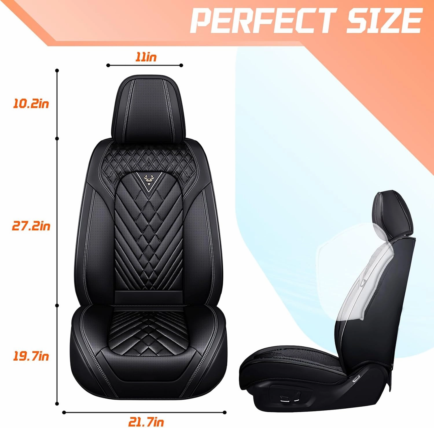 Car Seat Covers Fit for Honda Pilot 2003-2025,2 Seat Comfort Non-Slip Seat Cover Airbag Compatible,Waterproof Leather Seat Covers(Standard 2 Seat,Black)