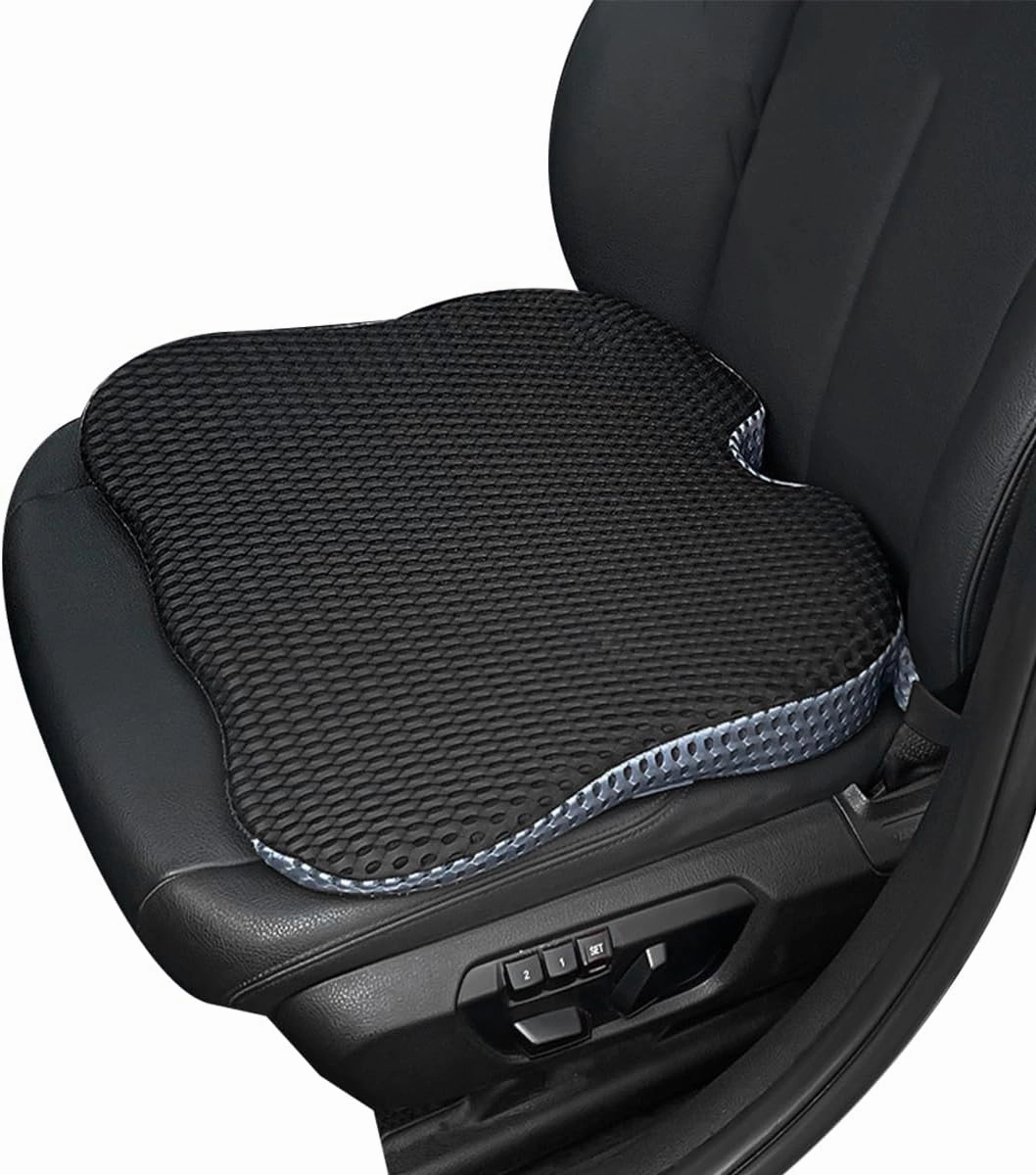 Car Seat Cushion, Soft Memory Foam Auto Cushion, Comfortable & Breathable Automotive Front Seat Buttom Cushion Pad, Universal Vehicle Truck SUV Van Car Accessories (Black, 4D)