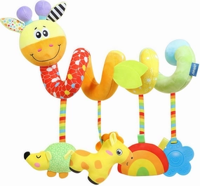 Car Seat Toys for Babies 0-6 Months Version Spiral Car Seat & Stroller Activity Toy, Soft Plush Hanging Toys with Rattles, Best Gift for Ages 0 and Up