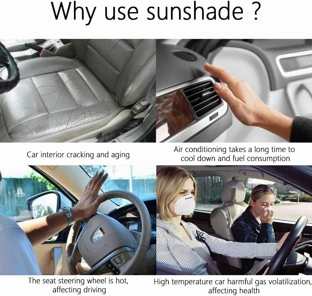 Car Windshield Sun Shade Umbrella for Maxus e-Deliver 3/e-Deliver 5/e-Terron 9, 360° Rotation Foldable Front Windscreen Sun Shade Protector Windshield Sunshade Umbrella,A-S(125 * 65CM)