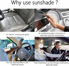 Car Windshield Sun Shade Umbrella for Maxus e-Deliver 3/e-Deliver 5/e-Terron 9, 360° Rotation Foldable Front Windscreen Sun Shade Protector Windshield Sunshade Umbrella,A-S(125 * 65CM)