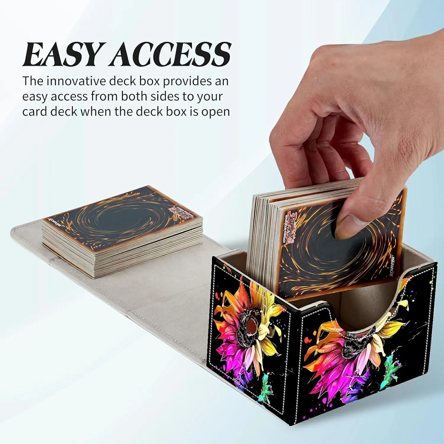 Card Commander Deck Box for Trading Cards Storage Box with Strong Magnet Magic Premium Gathering Deck Box Cover for TCG CCG Magic Cards,Colorful Sunflowers