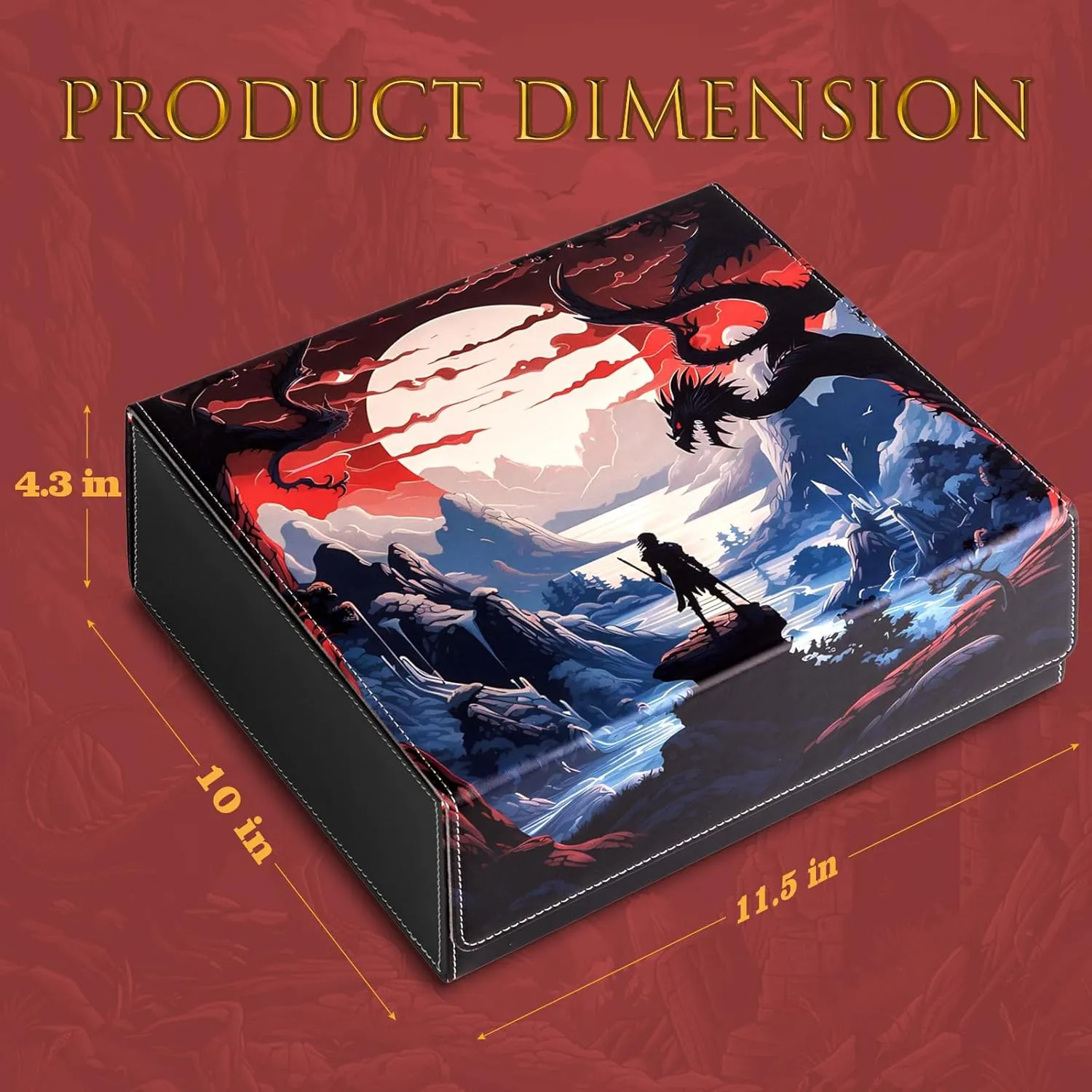 Card Deck Box compatible with MTG Card - Holds 1800  Cards, Card Deck Case, Card Storage Box fits TCG/PTCG/YGO Cards and Sport Cards with 10 Dividers - Warrior's Quest