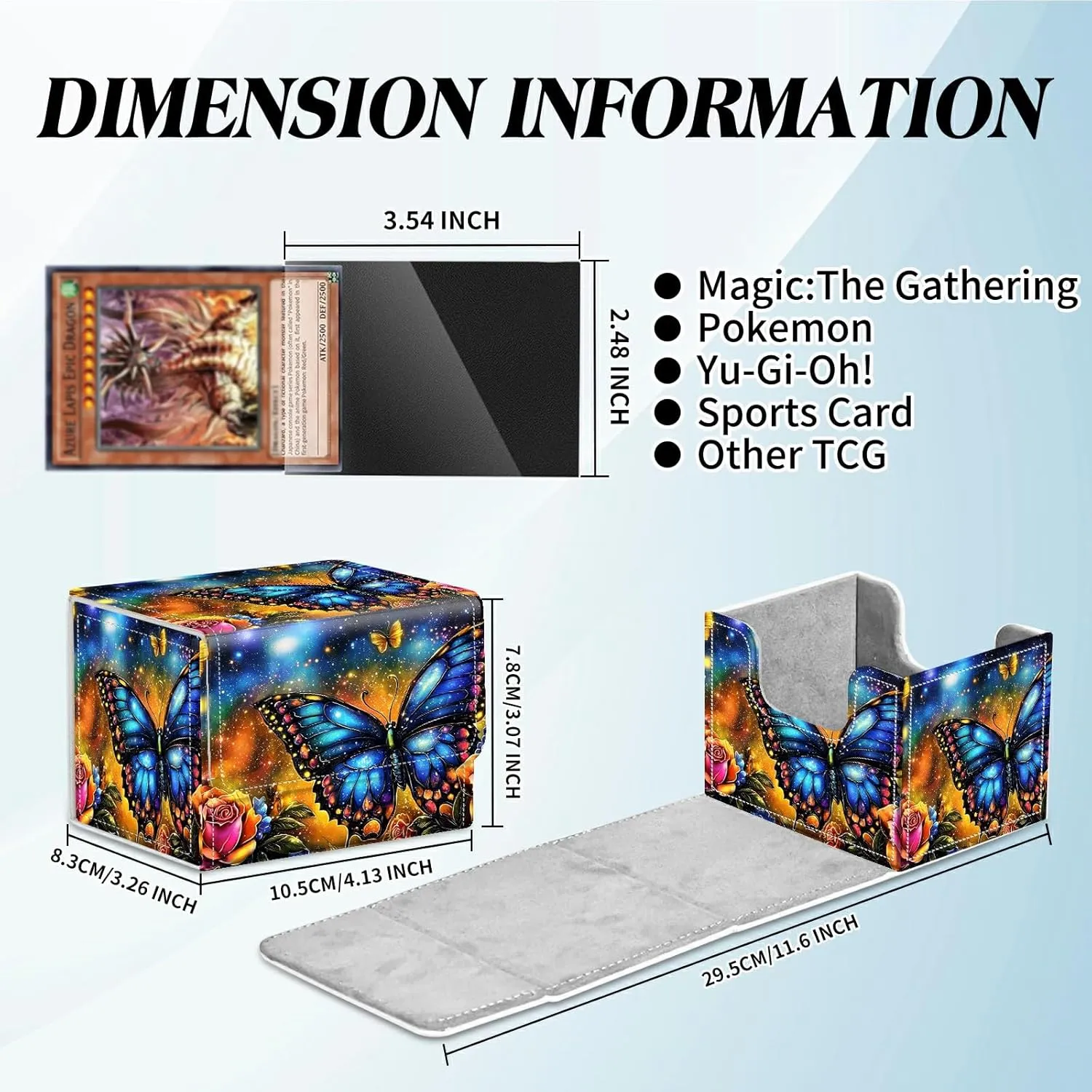 Card Deck Box for Trading Cards Commander Deck Box Card Storage Box with Strong Magnet Magic Premium Gathering Deck Box Cover for TCG CCG Magic Cards,Colorful Roses And Butterflies