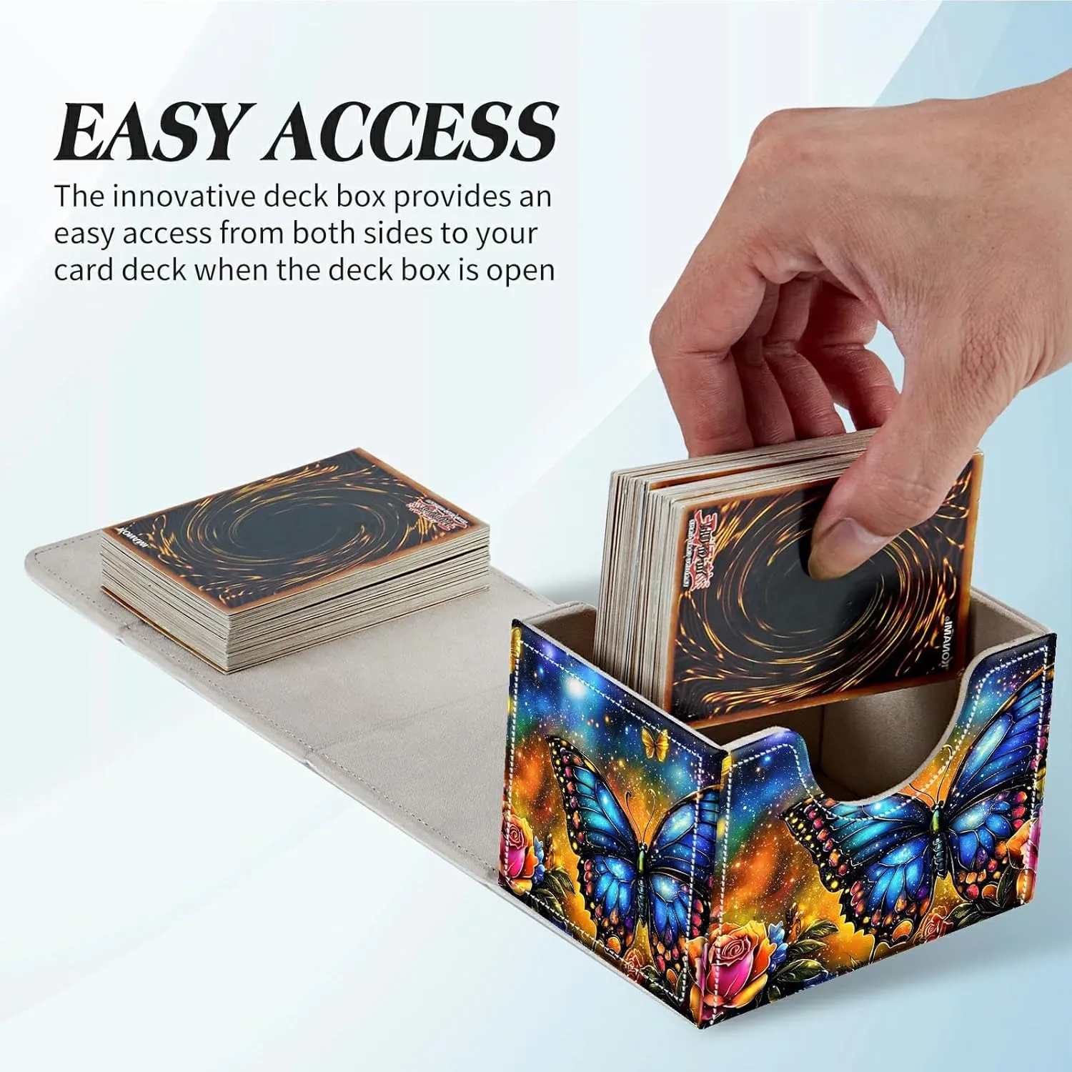 Card Deck Box for Trading Cards Commander Deck Box Card Storage Box with Strong Magnet Magic Premium Gathering Deck Box Cover for TCG CCG Magic Cards,Colorful Roses And Butterflies