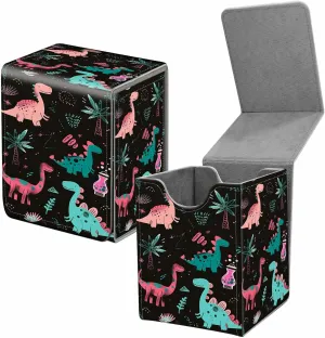 Card Deck Box for Trading Cards, MTG Commander Deck Box Fits 100  Single Sleeved Cards, Leather Magnetic Card Storage Box for YuGiOh TCG CCG Cards, Dinosaur Palm