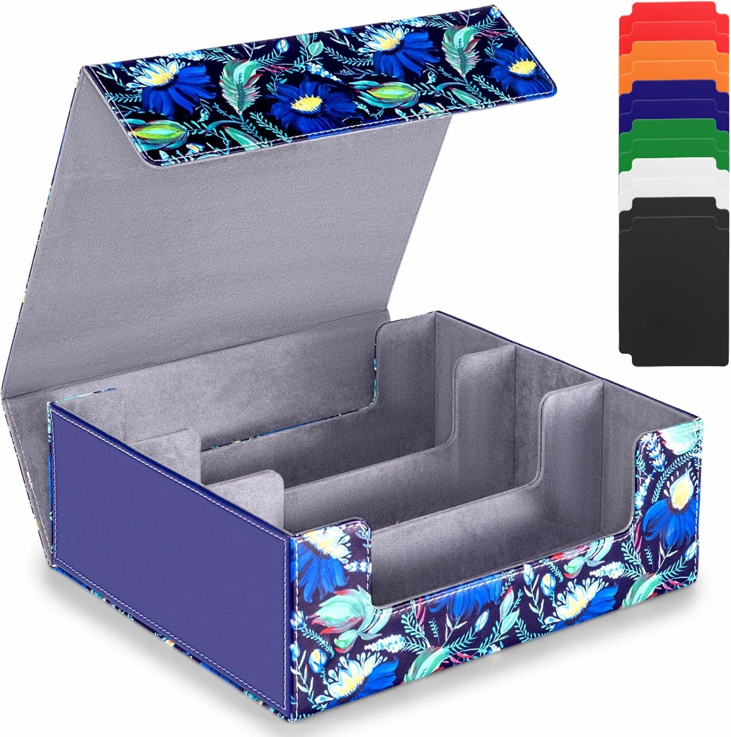 Card Deck Box compatible with MTG Card - Holds 1800  Cards, Card Deck Case, Card Storage Box fits TCG/PTCG/YGO Cards and Sport Cards with 10 Dividers - Bloom MysticForest