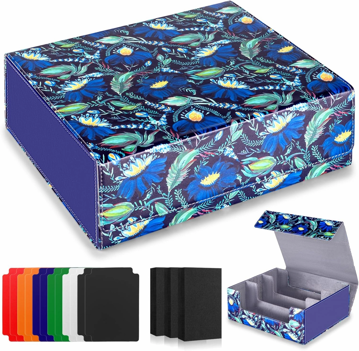Card Deck Box compatible with MTG Card - Holds 1800  Cards, Card Deck Case, Card Storage Box fits TCG/PTCG/YGO Cards and Sport Cards with 10 Dividers - Bloom MysticForest