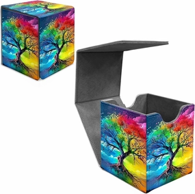 Card Deck Box for MTG Commander Colorful Watercolor Tree Design Fits 100  Sleeved Cards PU Leather Trading Card Case with Magnetic Closure Waterproof Storage Box for Magic TCG CCG Cards