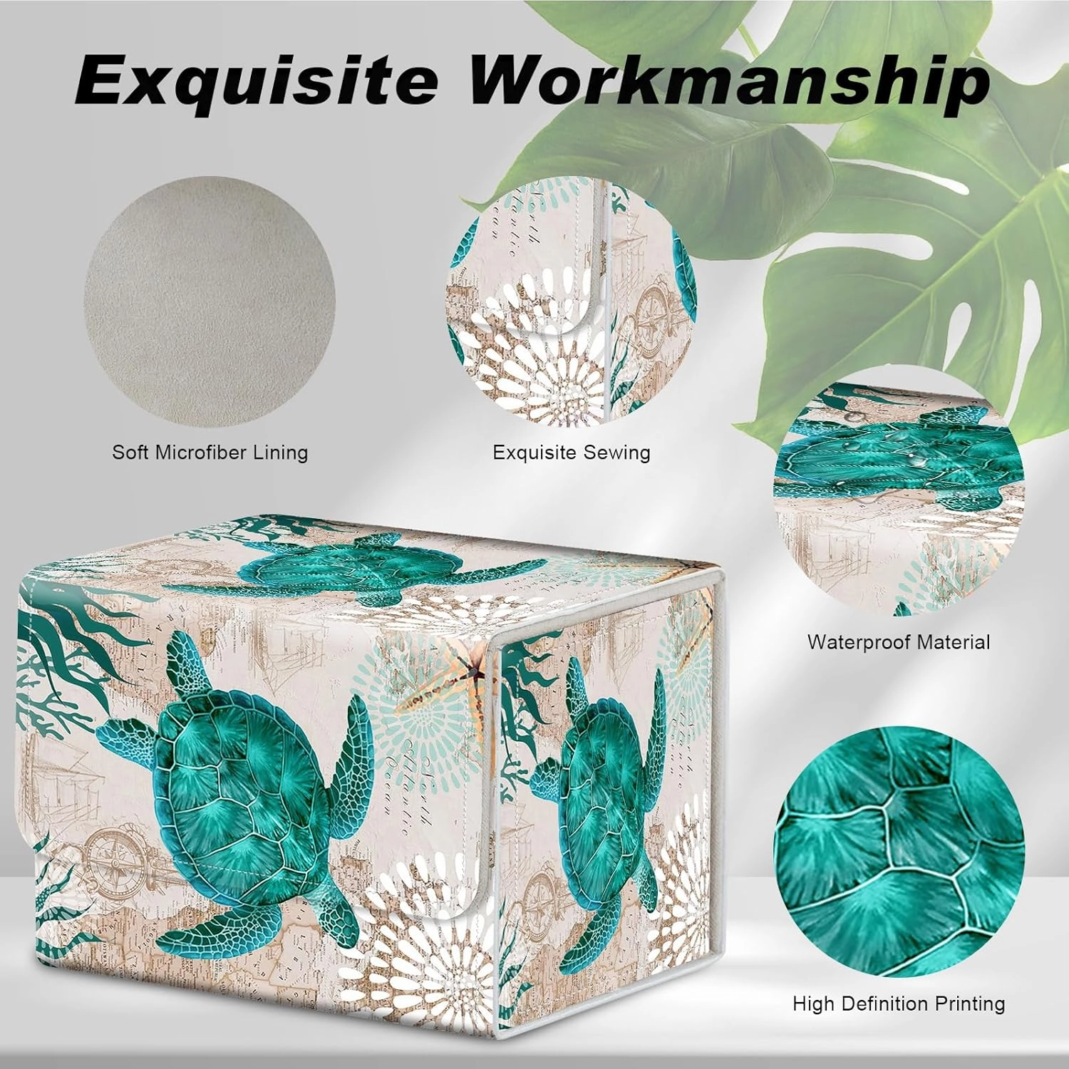 Card Game Storage Box for TCG Commander Deck Box MTG Card Box Organizer Trading Card Case TCG Card Storage Box Magnetic Closure Creative Pattern (Green Turtle, 1 pack)