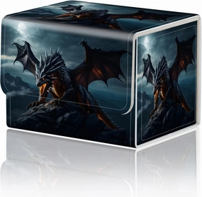 Card Game Storage Box TCG Deck Box MTG Card Box Organizer Trading Card Case Commander Deck Box TCG Card Storage Box Magnetic Closure Creative Pattern Up to 200 Cards, Rock Wings Black Dragon Fire