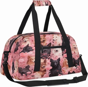 Cartoon Print Dog Kids Overnighter Duffel Bags for Boys, Carry-On Size Sports Gym Bag with Front Zipper Pocket for School Practice or Overnight Travel Weekender Sleepover Tote Bag