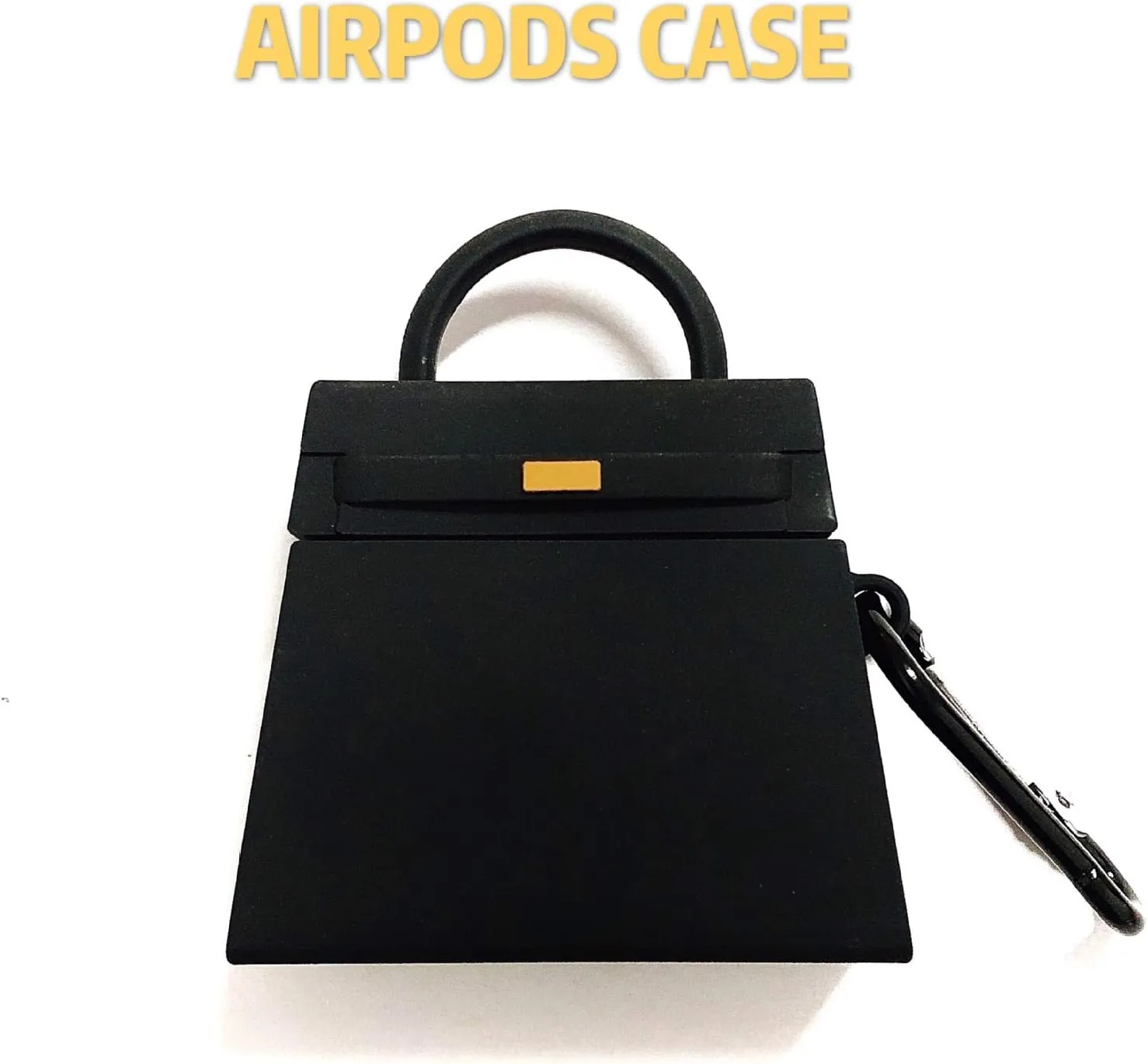 Case Compatible with AirPods Pro, Girls Creative Fashion Mini Handbag Earbud Case, Stylish Soft Silicone Wireless Earphone Protection Charging Cover for AirPods Pro  Hook -Black