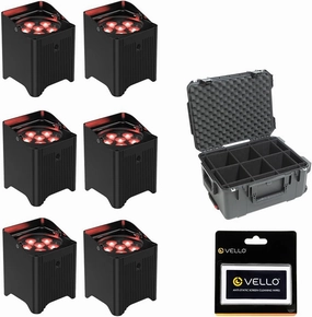 CHAUVET DJ Freedom Par T6 Battery-Powered RGB LED PAR with Wireless DMX (x6 pcs) Bundle with SKB iSeries 3i-201510PAR Chauvet Freedom PAR Case and Anti-Static Screen Cleaning Wipes (5-Pack)
