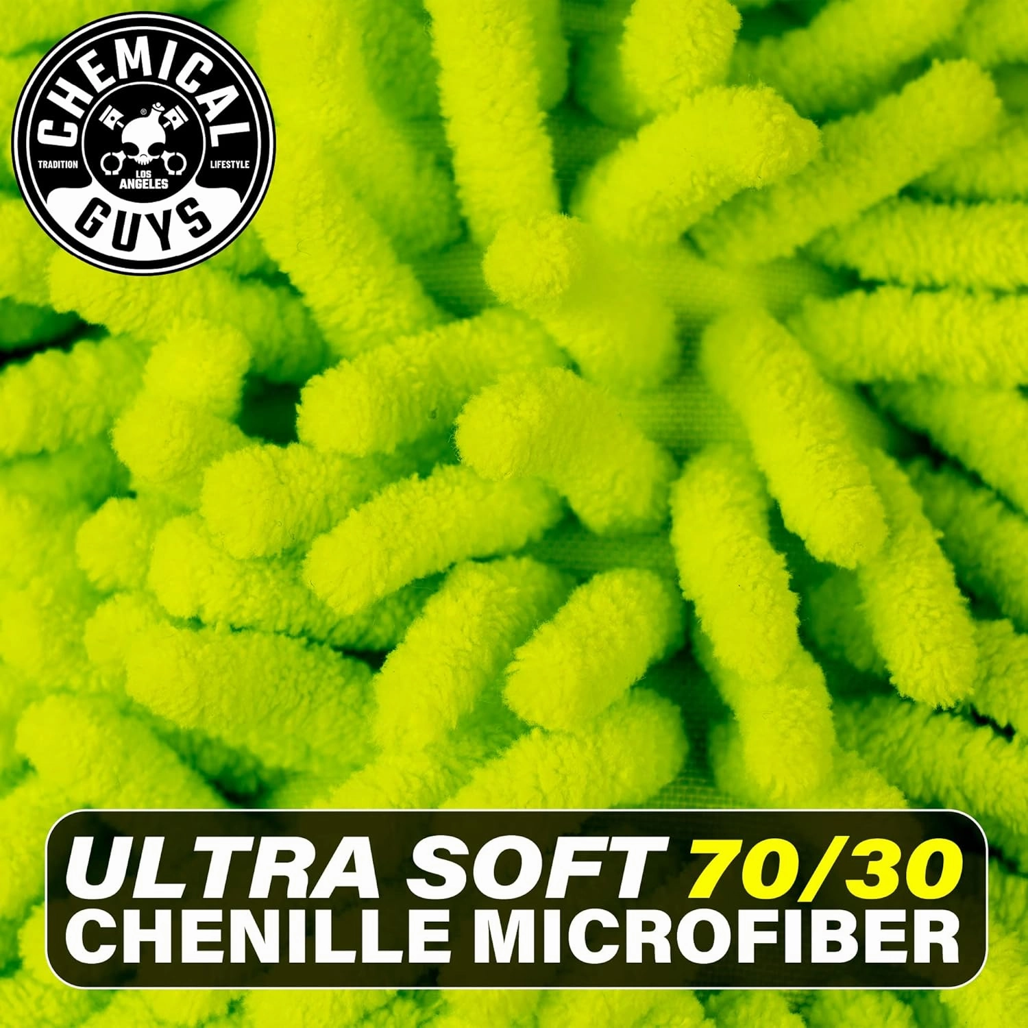 Chemical Guys MIC49302 Chenille Premium Scratch-Free Microfiber Wash Mitt, Lime Green, 9.6" x 2.3" x 7" (2 Pack)