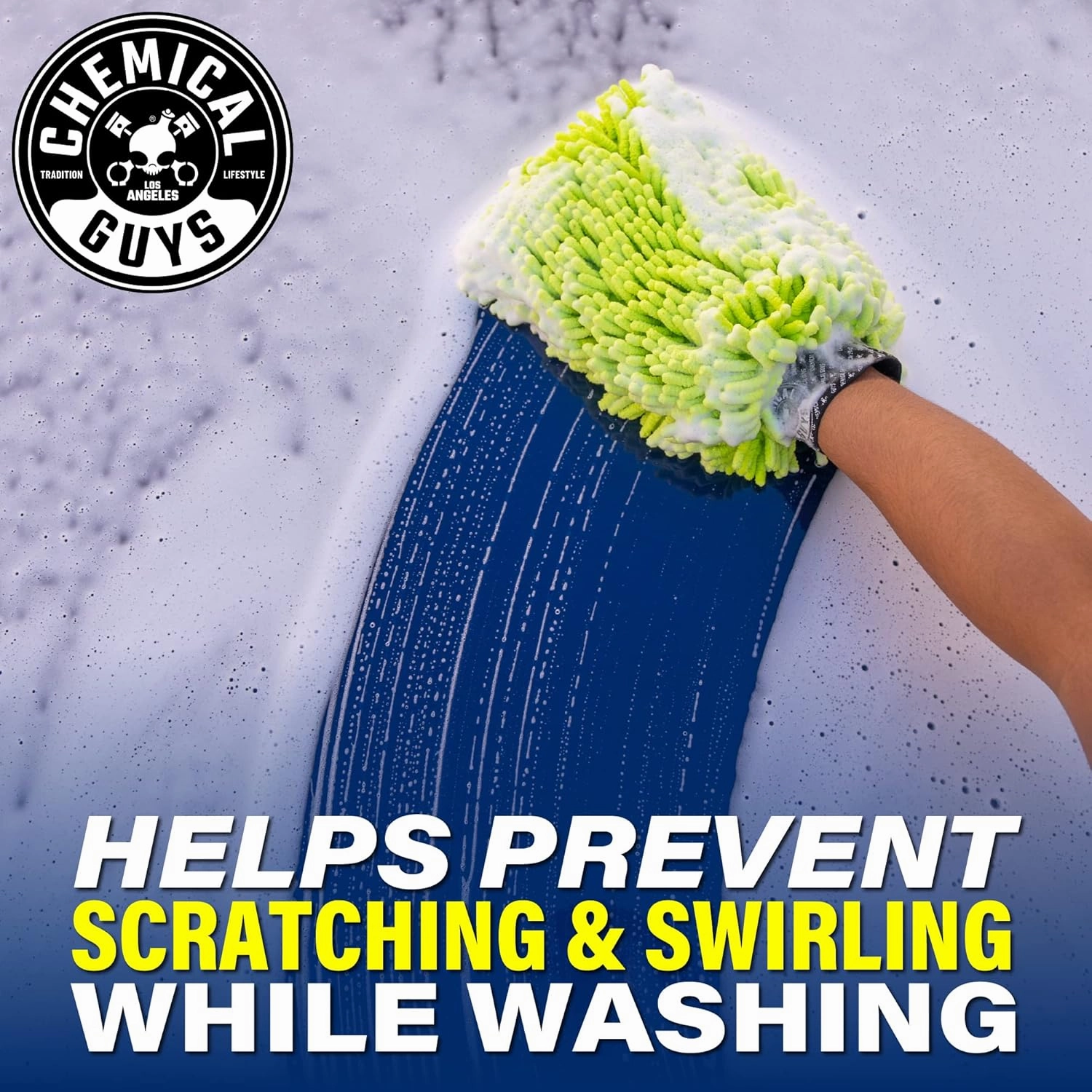 Chemical Guys MIC49302 Chenille Premium Scratch-Free Microfiber Wash Mitt, Lime Green, 9.6" x 2.3" x 7" (2 Pack)