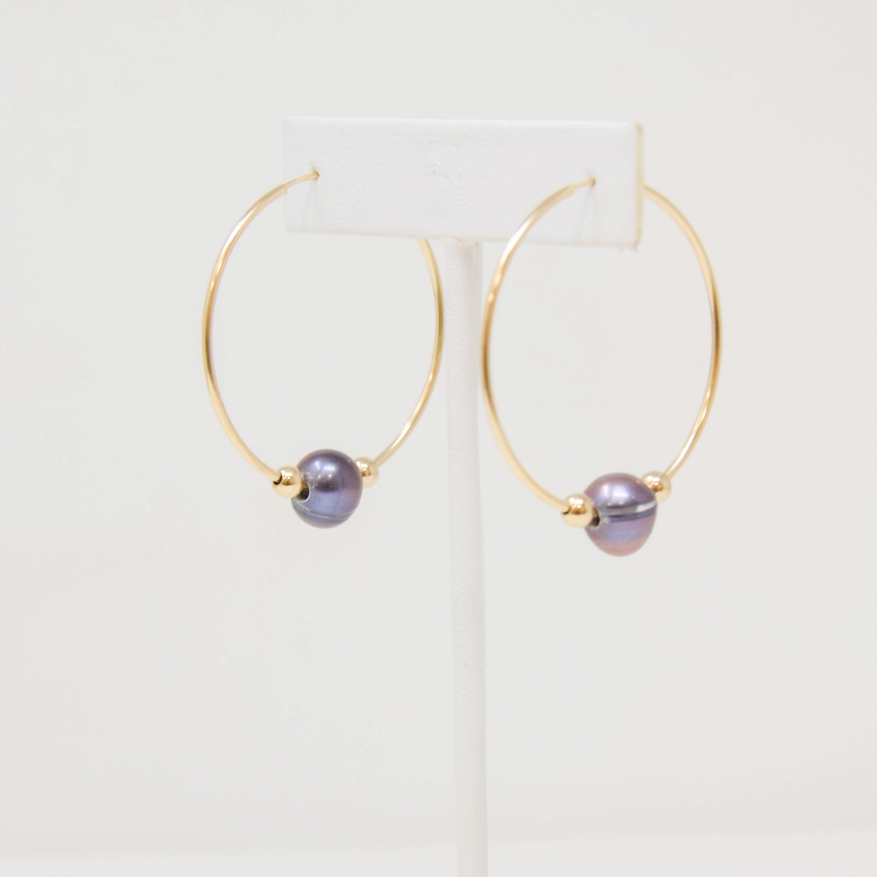 Classic Navy Pearl Hoop