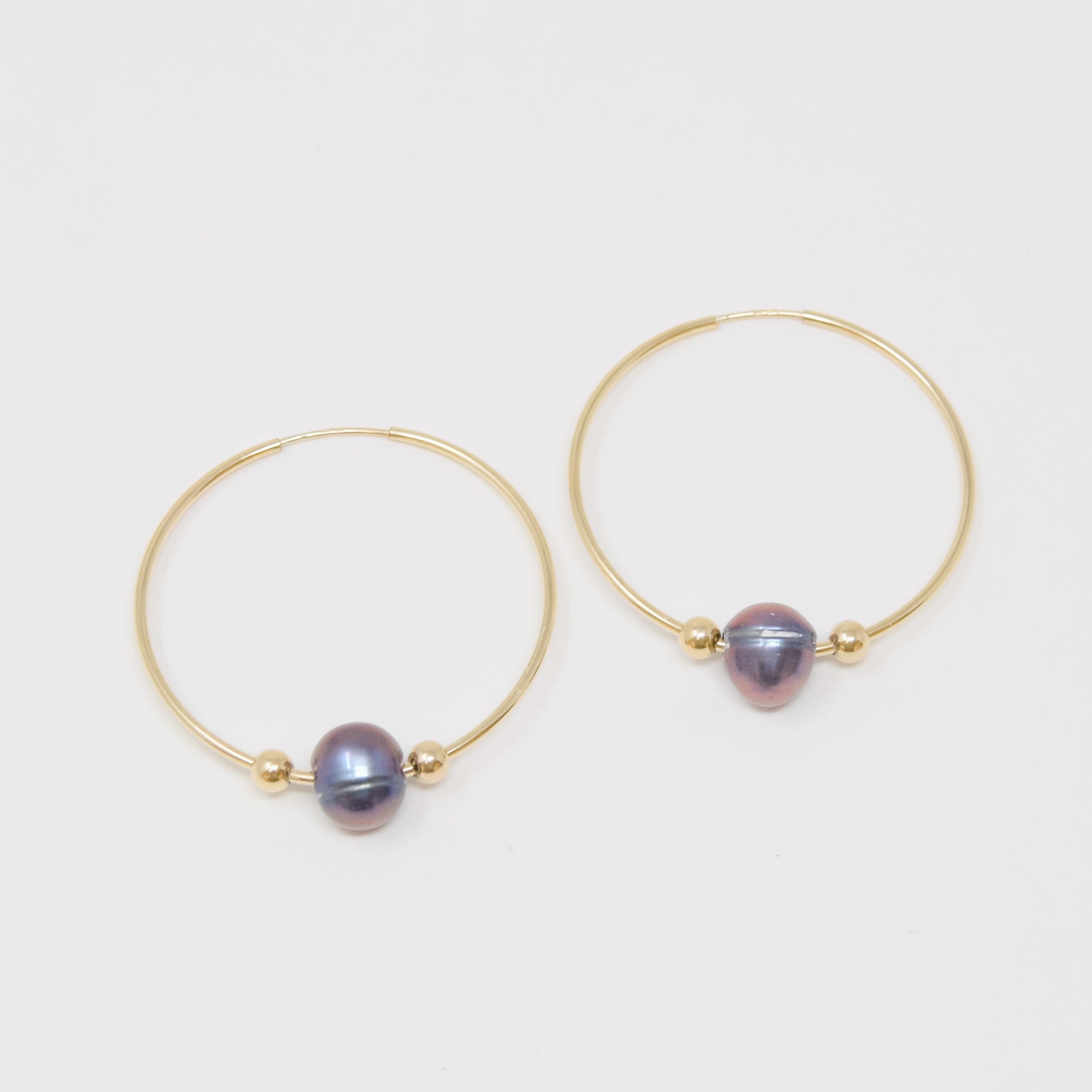 Classic Navy Pearl Hoop