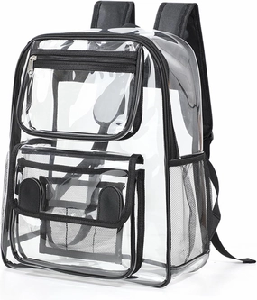 Clear Backpack Transparent Heavy Duty See Through Bag for College Work Travel Security