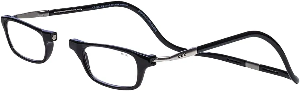 Clic Magnetic Reading Glasses (Expandable), Adjustable Temple Computer Readers, Original Expandable, (M-XL, Black, 1.25 Magnification)