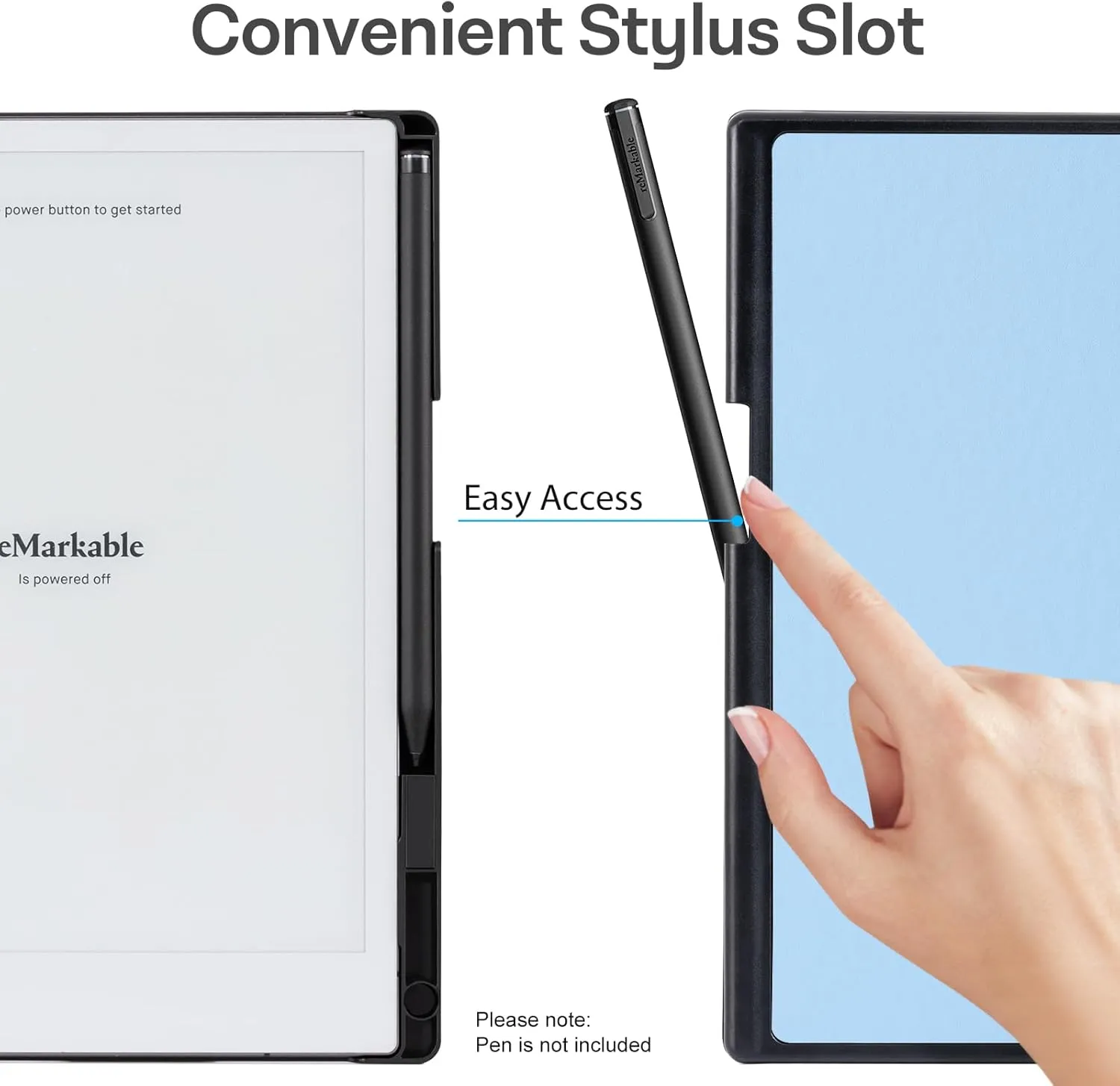 CoBak Case for Remarkable 2 Tablet - Lightweight and Hard Back Shell Protective Book Folio Cover with Built-in Pen Holder - Only for 10.3" 2020 Released (Light Blue)