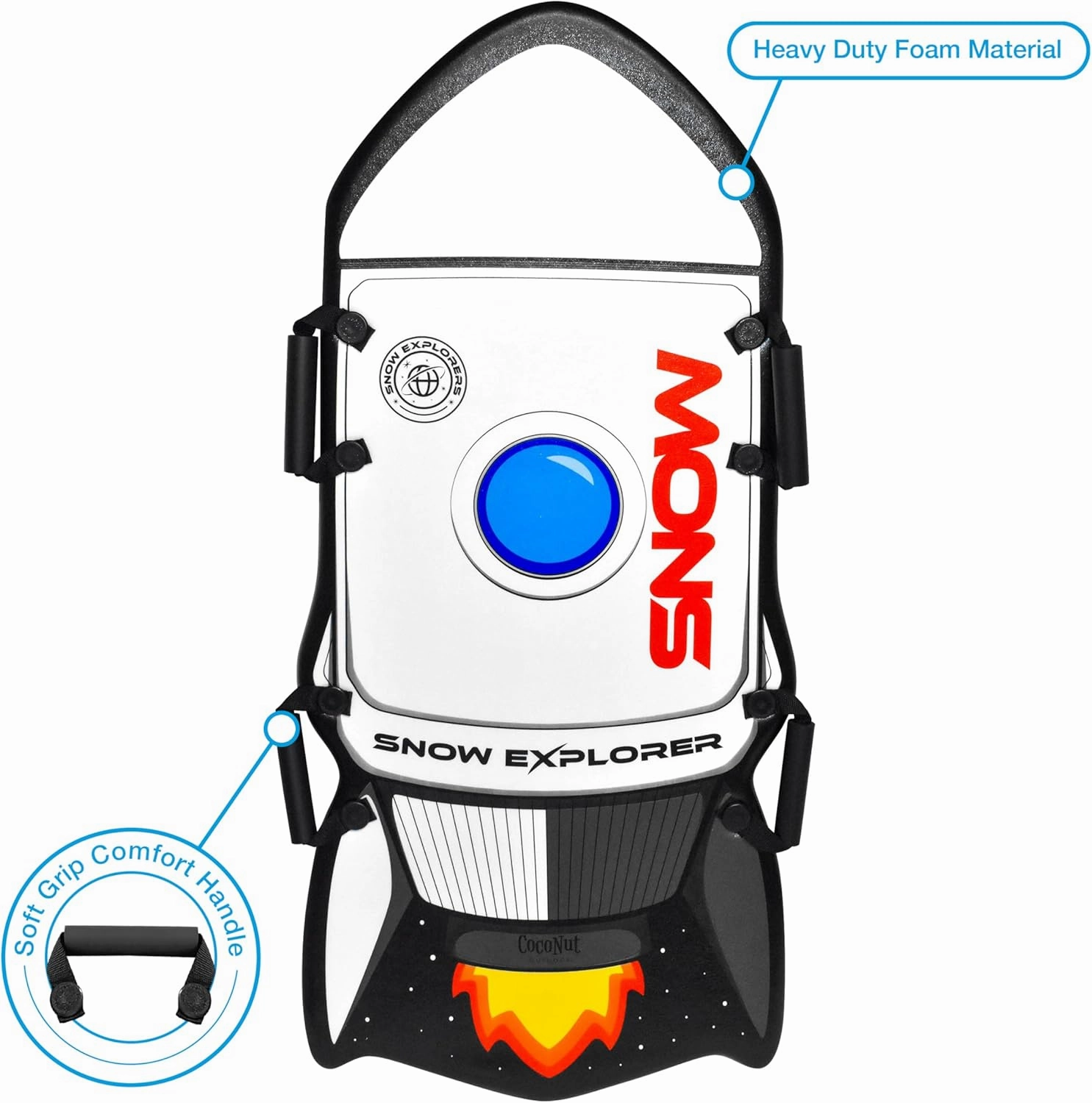CocoNut Outdoor- Foam Snow Sled 2 Packs - Lightweight Foam Toboggans with Grip Handles and Slick Bottom for Increased Speeds, Ideal for Kids & Tweens & Teens