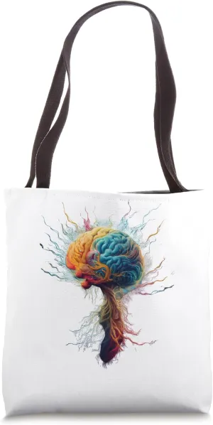 Colorful brain love science biology human anatomy brain art Tote Bag