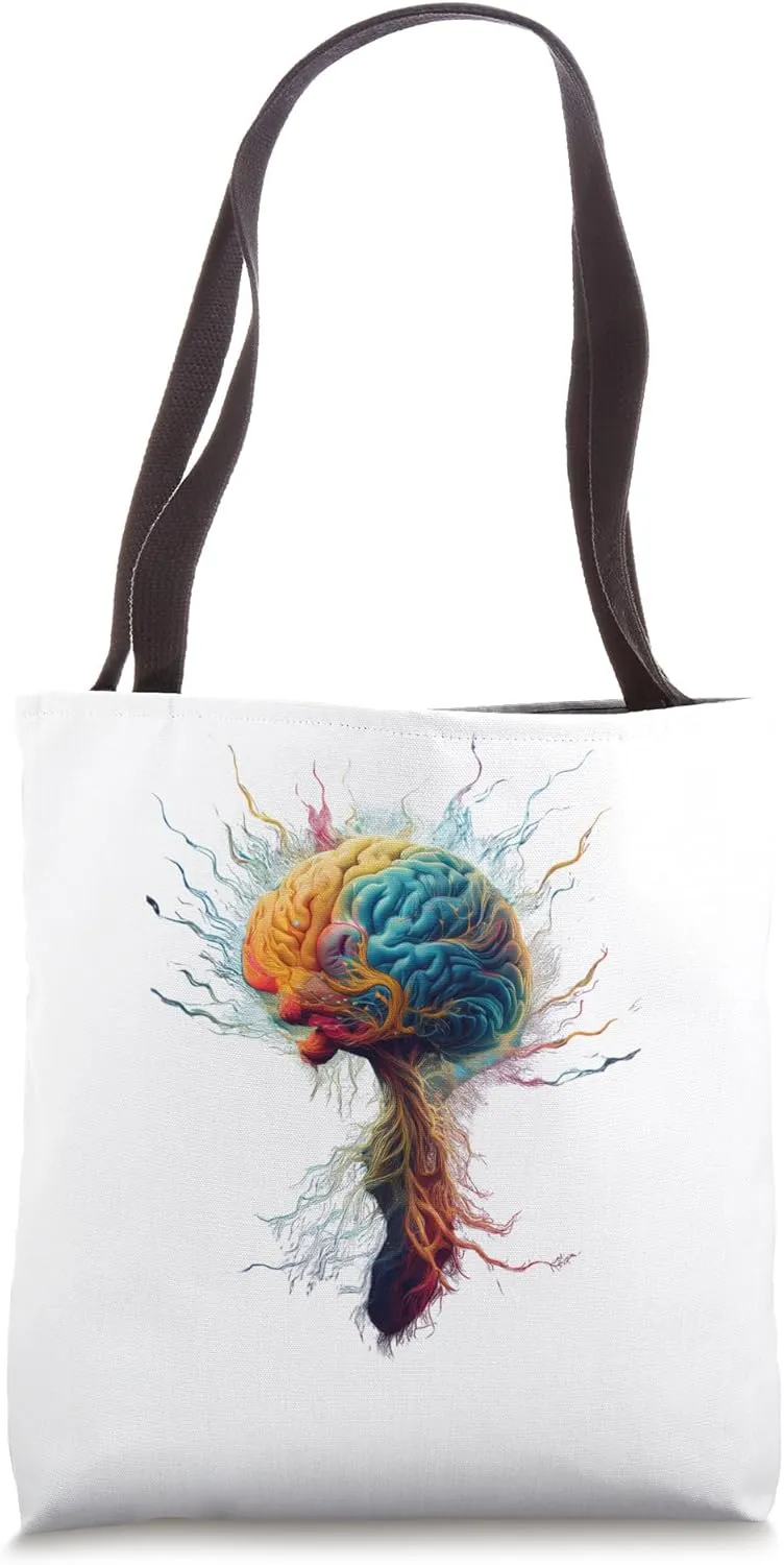 Colorful brain love science biology human anatomy brain art Tote Bag