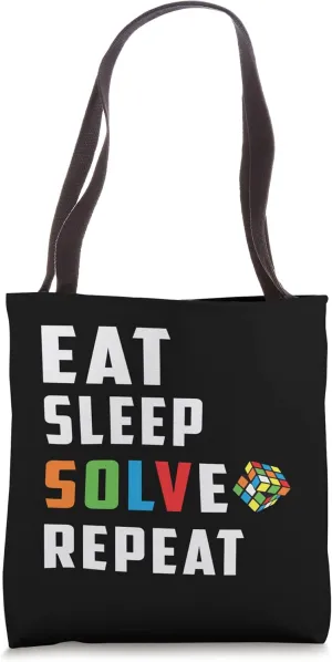 Colorful Math Hyper Cubes Eat Sleep Solve Repeat Tote Bag