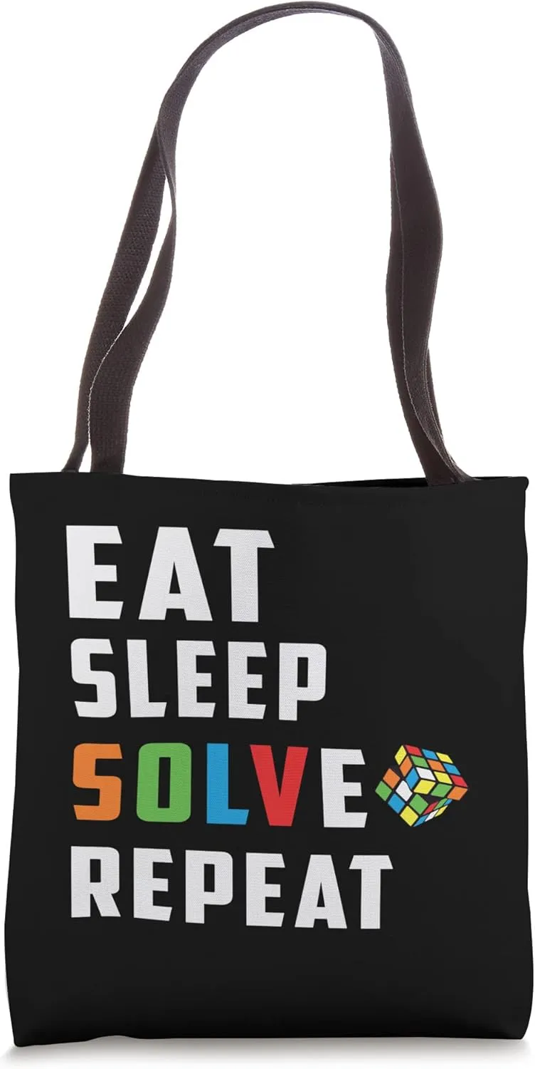 Colorful Math Hyper Cubes Eat Sleep Solve Repeat Tote Bag