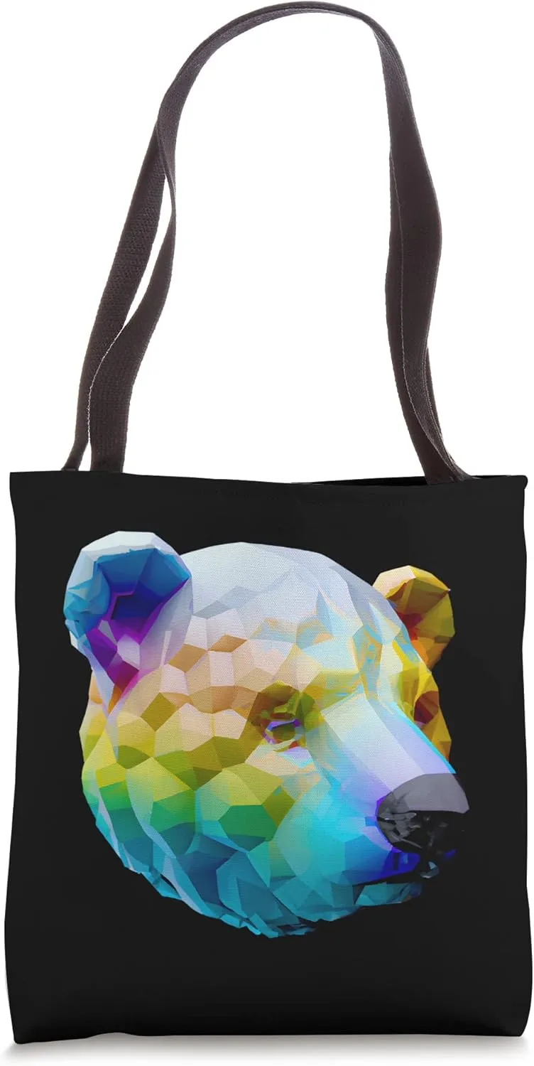 Colorful Polygon Bear Tote Bag