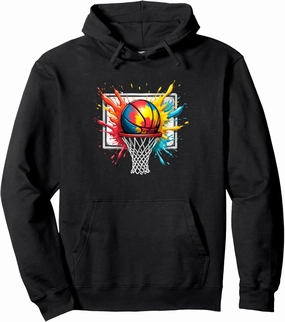 colorful basketball tie dye color splash hoop net slam dunk Pullover Hoodie