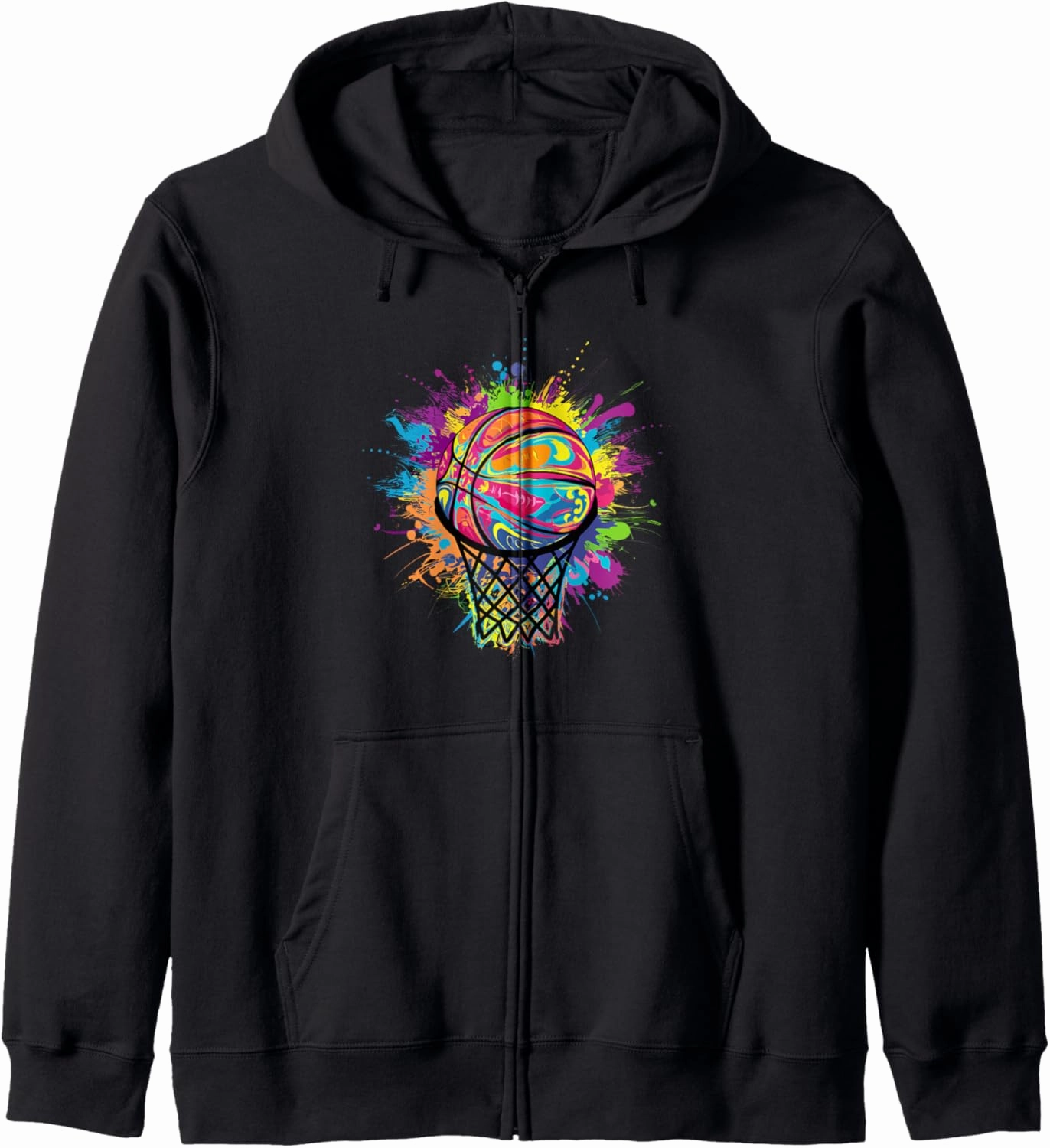 Colourful Tie Dye Basketball Slam Dunk Zip Hoodie