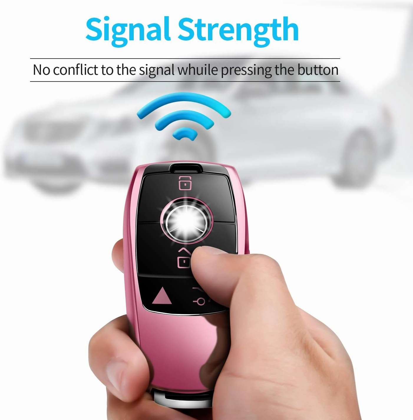Compatible with Mercedes Benz Key Fob Cover with Keychain,Soft TPU 360 Degree Protection Key Shell Case for 2019-2021 A-Class C-Class G-Class 2017-2020 E-Class S-Class (Pink)