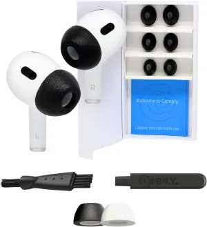 Comply TrueGrip | Premium Memory Foam Replacement Earbud Tips for Apple AirPods Pro 1 & 2 | Enhanced Comfort, Secure Fit, Superior Noise Isolation, Removal & Cleaning Tool | Black (S/M/L) (3 Pairs)